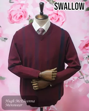 Swallow V-Neck Wine Sweater