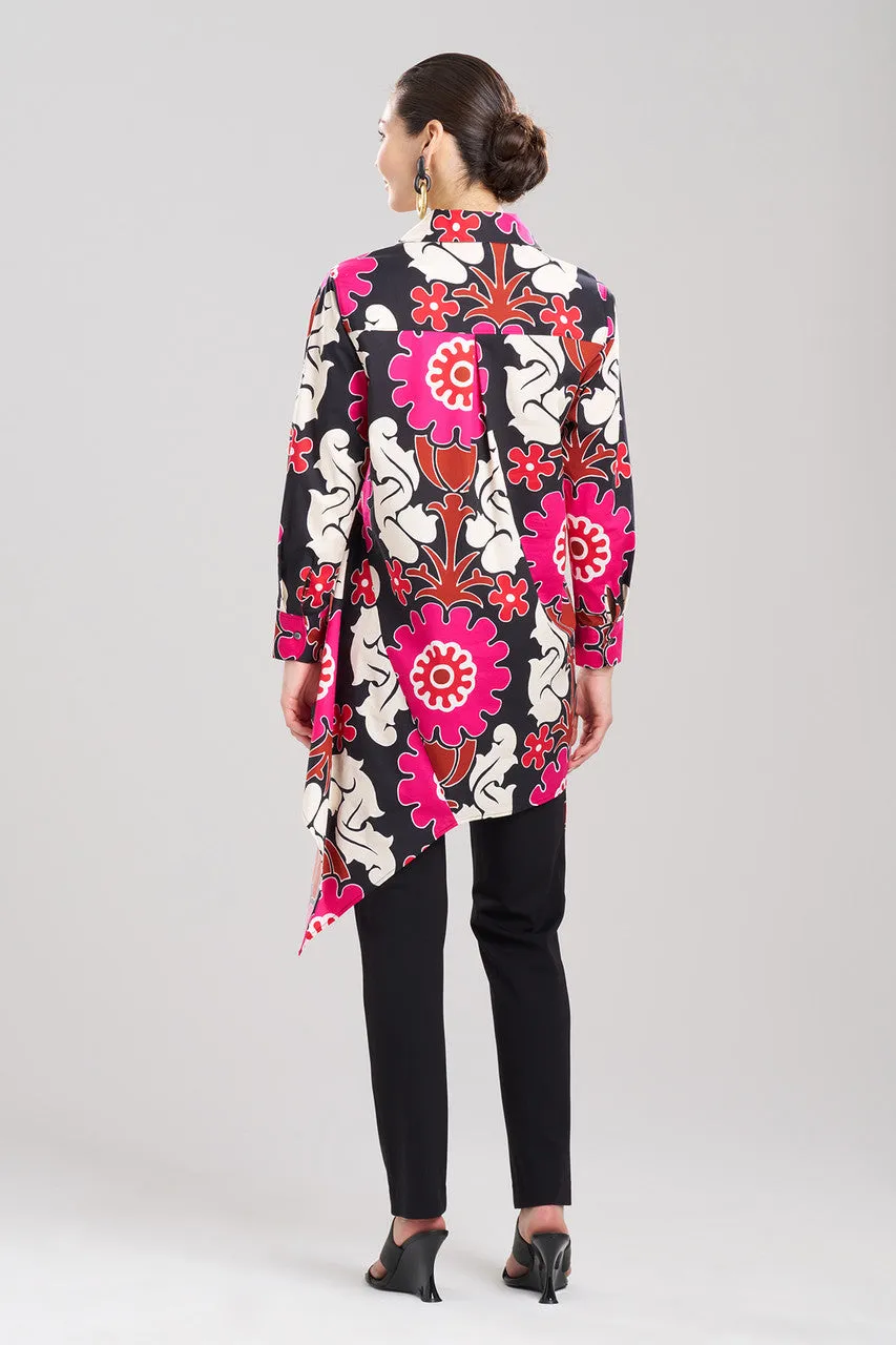 Talitha Cotton Poplin Asymmetrical Flounce Shirt