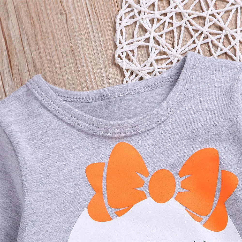 Toddler Girls Cartoon Flared Sleeve Top & Pants Girls Clothing Wholesale