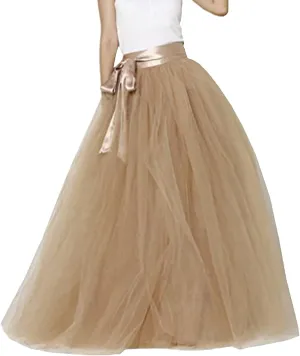 Tulle Tutu Skirt for Women Womens Long Tutu Skirts Pleated Princess Midi Skirts Adult Tutu Dancing Party Evening
