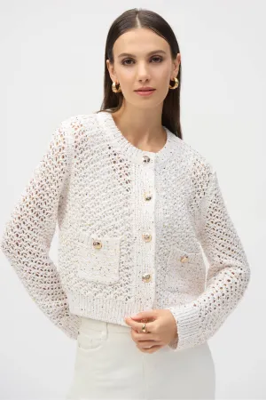 VANILLA GOLD CROCHET CARDIGAN WITH SEQUINS