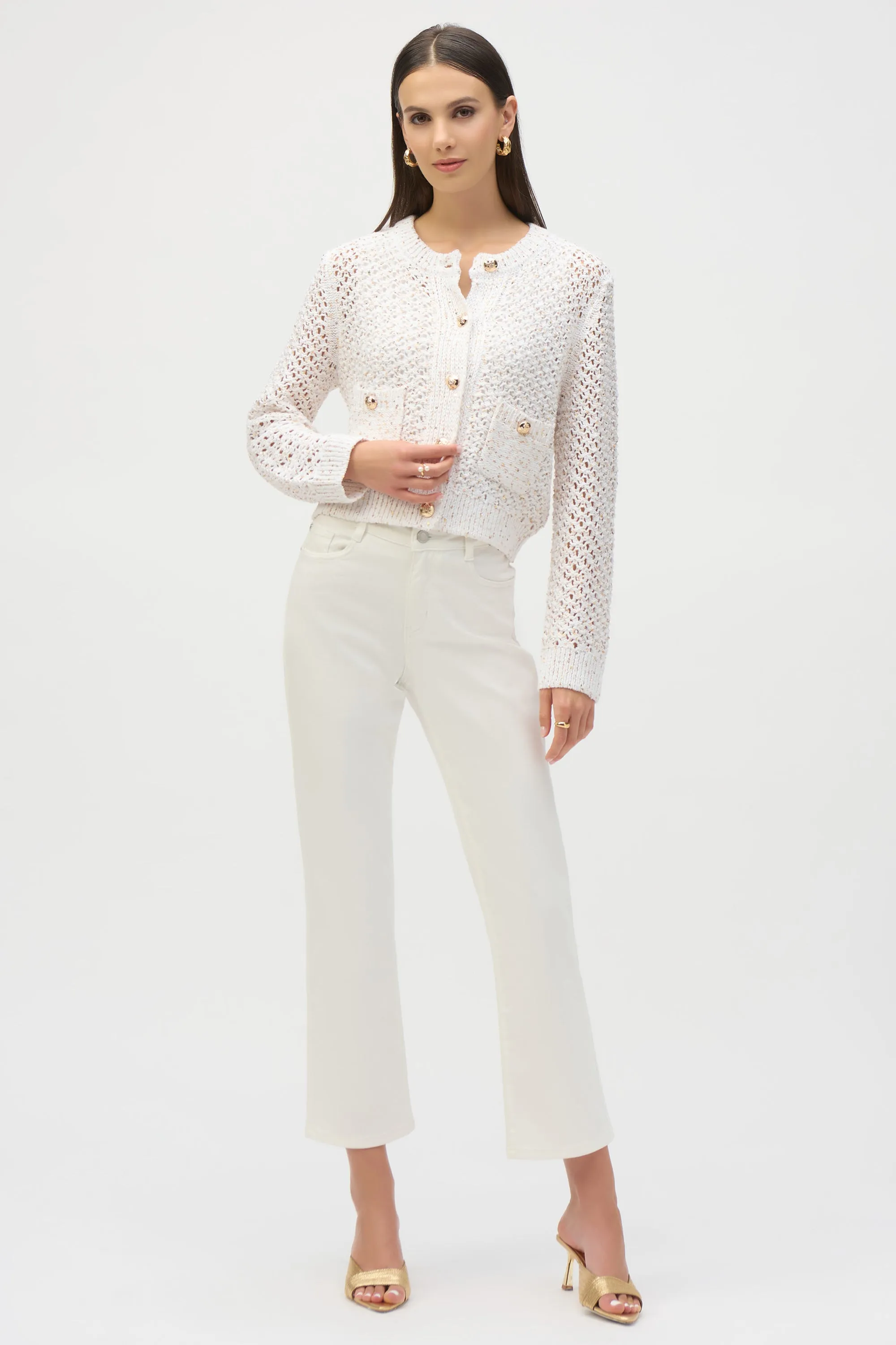 VANILLA GOLD CROCHET CARDIGAN WITH SEQUINS
