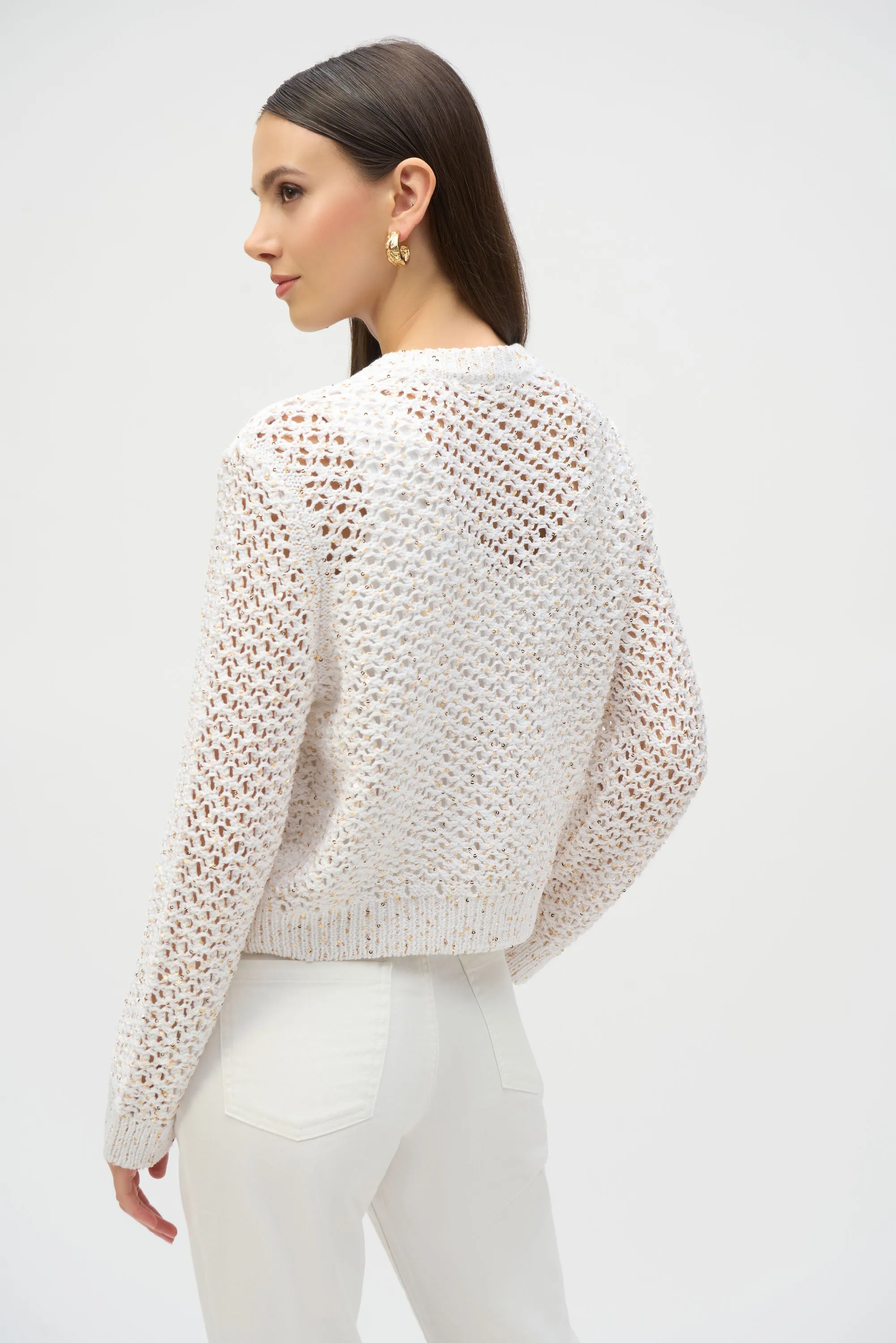 VANILLA GOLD CROCHET CARDIGAN WITH SEQUINS