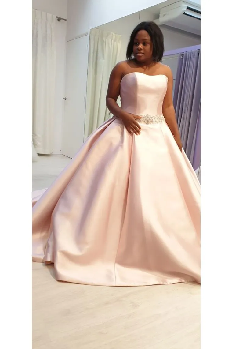 Wedding Dresses Strapless Satin A Line With SWKP9LAL4E5
