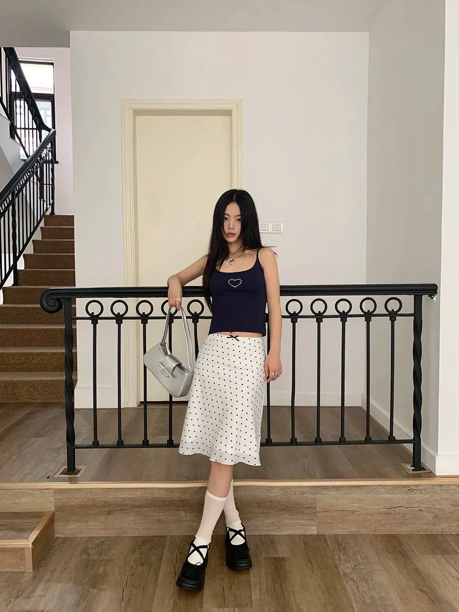 White Polka Dot Midi Skirt