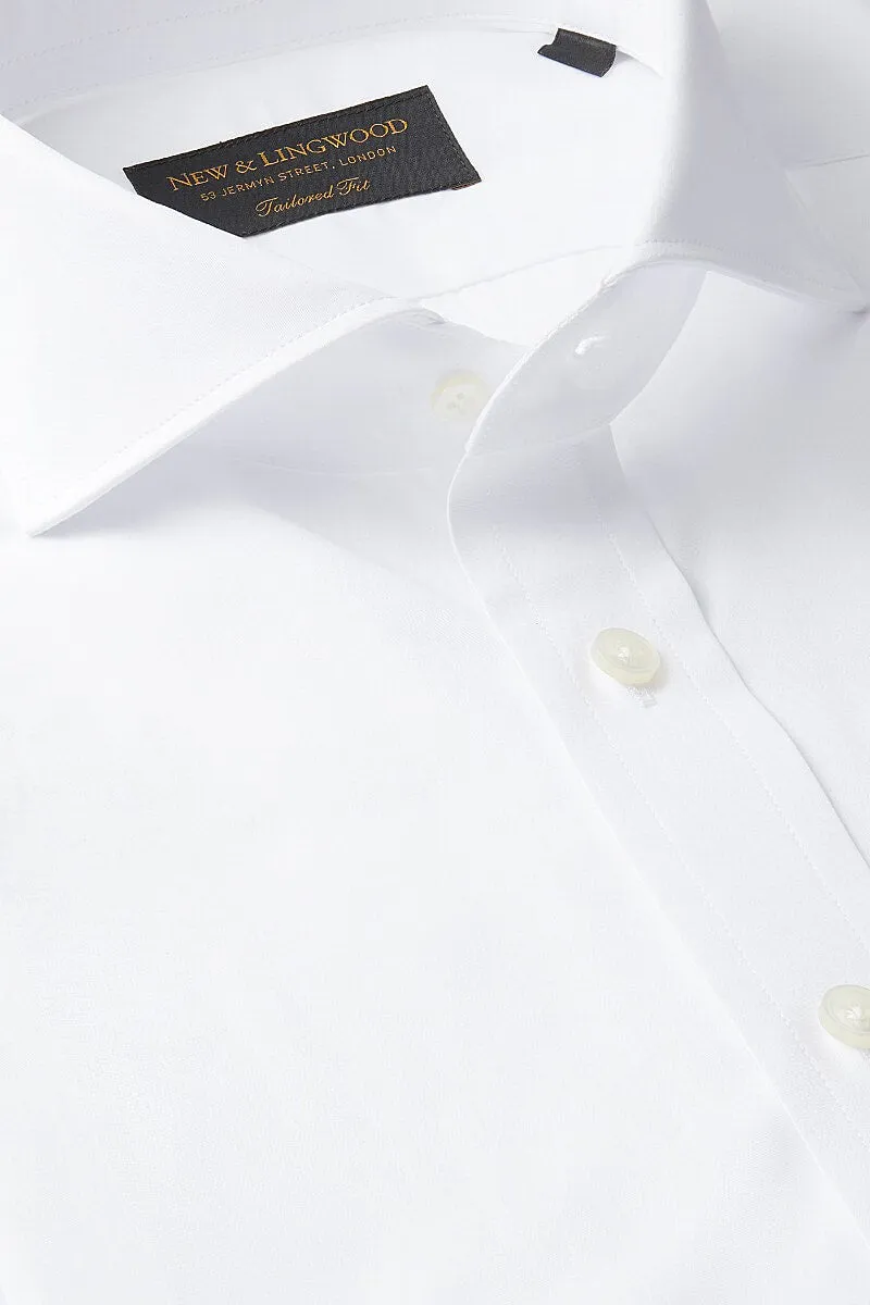 White Poplin Cutaway Collar Tailored Fit Double Cuff Shirt