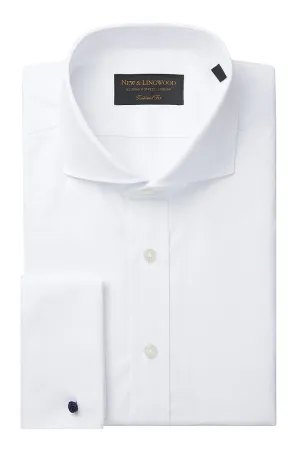 White Poplin Cutaway Collar Tailored Fit Double Cuff Shirt