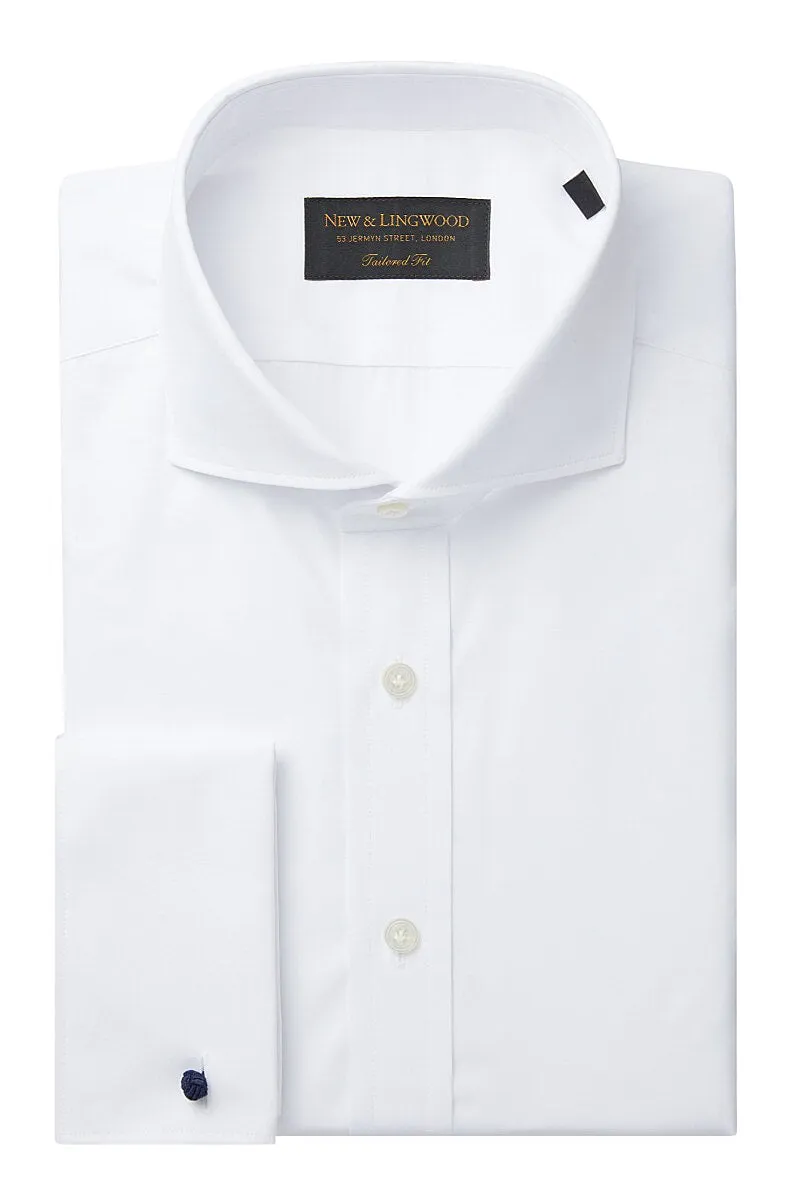 White Poplin Cutaway Collar Tailored Fit Double Cuff Shirt
