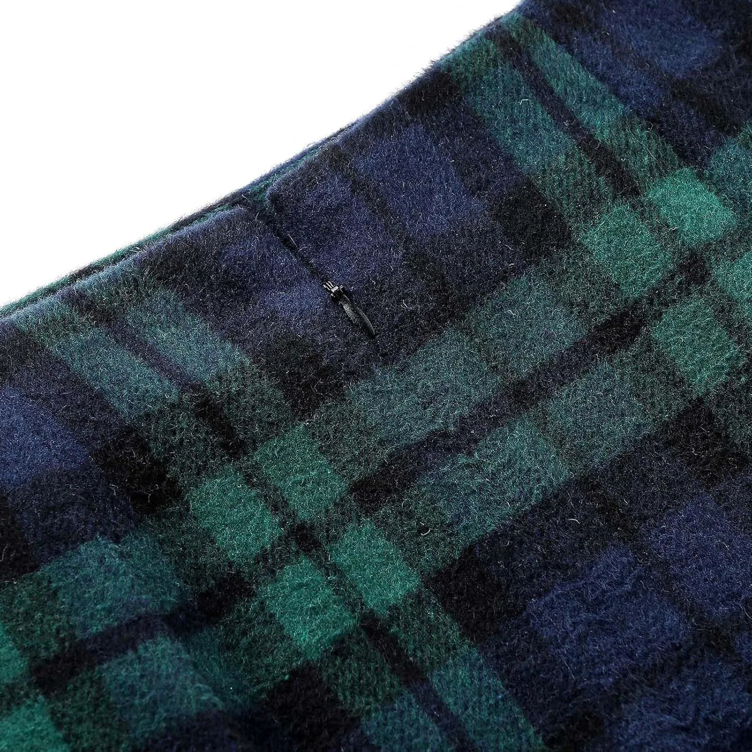 Women's Midi Wool Pencil Skirt Knee Length Elastic Waist Skirt Plaid Work Business Mini Skirts with Slit Zipper