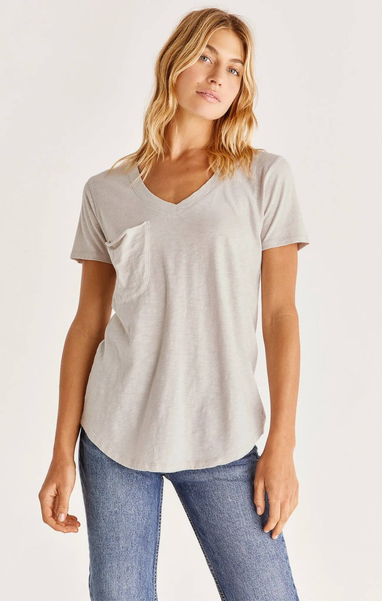 ZSUPPLY Cotton Slub Pocket Tee - Soft Grey